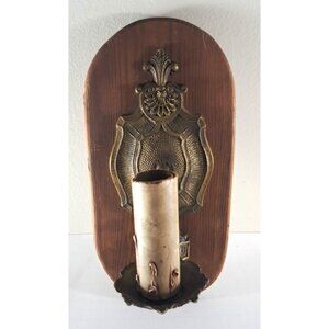 Antique Wall Sconce Wood & Metal Faux Candle Art Deco FOR PARTS DIY 12x6